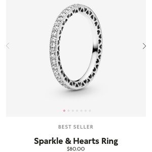 8.5 Pandora Sparkle and hearts ring